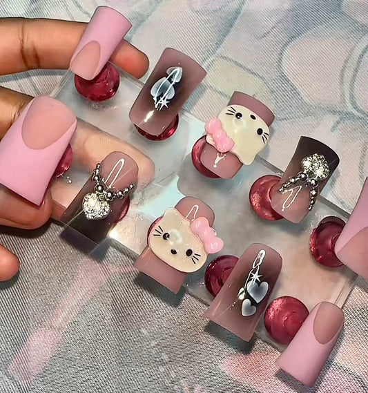 “Clean Kitty” Press On Nails Set L