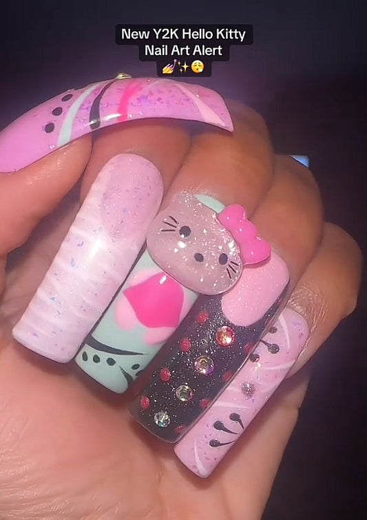 “Y2K Kitty” Press On Nails Set XXXL