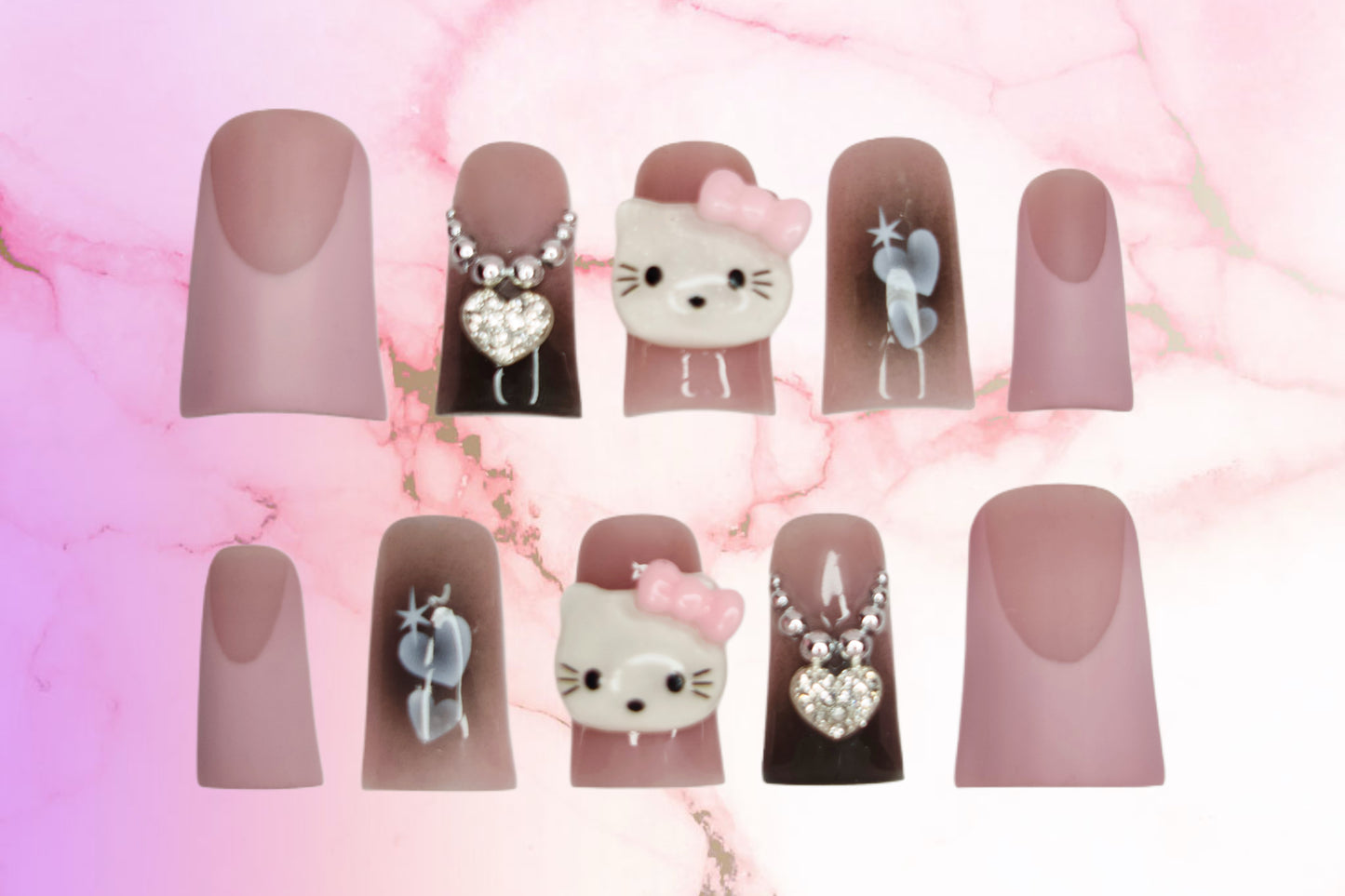 “Clean Kitty” Press On Nails Set L